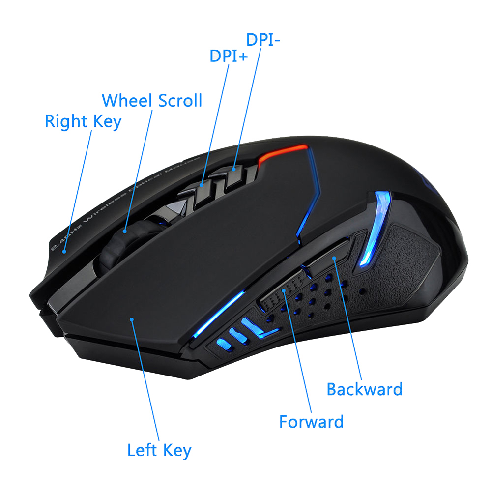 Laptop Mouse - เมาส์ไร้สาย 2.4GHz เมาส์ออปติคอลพร้อมตัวรับสัญญาณ USB 800-2400 DPI